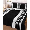 thumbnail image 3 of Quilts Twin-XL Size Bedding Set, Farmhouse Black Lightweight Quilted Comforter, Aesthetic Modern Line Striped Soft Reversible Bedspread Coverlet with Pillow Covers for All Season, 68" x 98", 3 of 7