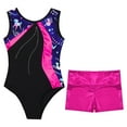 thumbnail image 3 of Alvivi Gymnastics Leotards for Girls Kids Sleeveless Printed Biketard with Shorts Athletic Trackusit Rose 6, 3 of 6