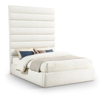 Meridian Furniture Adam Cream Boucle Fabric Queen Bed