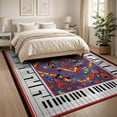 thumbnail image 3 of ODIKA 8'x10' Washable Area Rug Music Note Cd Guitar Motifs Piano Keyboard Border Disc Shape for Dining Room, Large Office, Lounge, Non-Slip Chair-Friendly Mat, 3 of 7