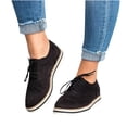 thumbnail image 4 of asdoklhq Womens Casual Shoes,Women Winter Lace Up Flock Casual Ankle Fretwork Heels Women's Casual Shoes, 4 of 7