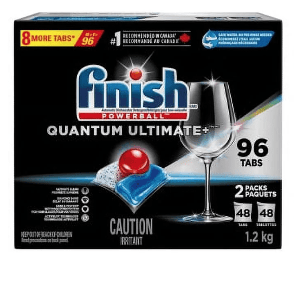 Finish Quantum Ultimate Plus Dishwasher Detergent, Pack of 96 Tablets – Powerful Cleaning for Dishes
