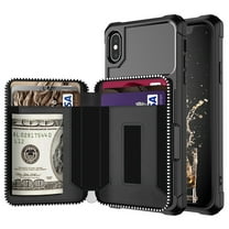 iPhone XR Wallet Case, Dteck iPhone XR Case with Credit Card Holder Slot Leather Wallet Shockproof Protective Zipper Pocket Purse Case For Apple iPhone XR 6.1 inch, Black