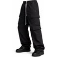 thumbnail image 4 of Men’s Cargo Jogger Pants Loose Fit Elastic Waist Drawstring Street Wear Black 3XL, 4 of 7