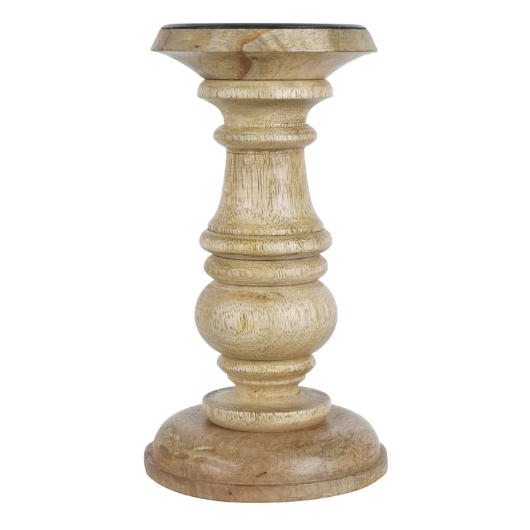 Ashland Wood Carved Pillar Candle Holder photo 8