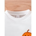 thumbnail image 4 of Franhais Toddler Girls Fall Outfits Letter Pumpkin Print Crew Neck Long Sleeve Sweatshirts Flare Pants 2Pcs Halloween Clothes Set, 4 of 9