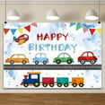 thumbnail image 2 of Truck Theme Happy Birthday Backdrop Smash and Crash It's a Monster Truck Photography Background Boy Kids Birthday Party Banner Cake Table Decor Portraits Photoshoot, 2 of 5