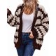 thumbnail image 2 of Suéter de Invierno de Punto Holgado con Rayas y Mangas Farol para Mujer, Moda de Otoño Marrón Albaricoque XL, 2 of 8
