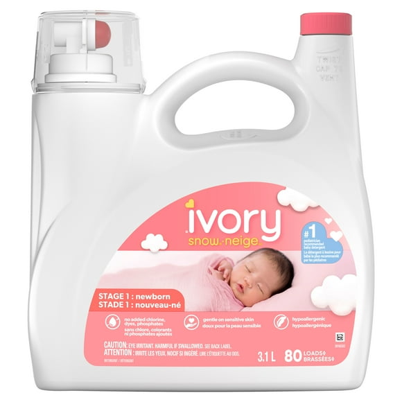 Ivory Snow 1 Newborn Baby Liquid Laundry Detergent, 3.1 Litres, 80 Wash Loads