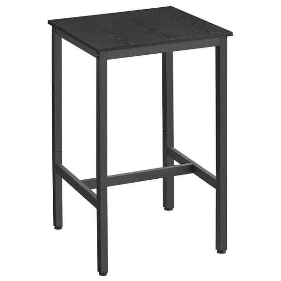 VASAGLE Mesa de Bar, Mesa Alta Cuadrada, Marco de Acero, 60 x 60 x 92 cm, Cocina, Salón, Estilo Industrial, Negro Ébano y Negro