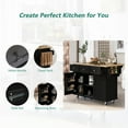 thumbnail image 4 of EUROCO 53.1" Kitchen Islands with Storage, Kitchen Island Cart with Rubber Wood Drop Leaf,Cabinet door internal storage racks,5 Wheels,3 Drawers,Black, 4 of 7