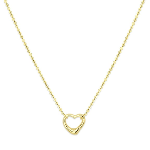 Wellingsale 14k Yellow Gold Polished Single Floating Heart Pendant Necklace - 17"