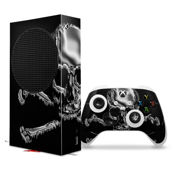 WraptorSkinz Skin Wrap compatible with the 2020 XBOX Series S Console and Controller Chrome Skull on Black (XBOX NOT INCLUDED)