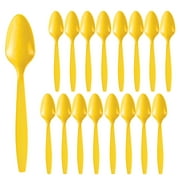Party City Disposable Plastic Spoons, 16 Count (Yellow) - Go Brightly Heavy Duty Classic Reuseable Plastic Spoons - Premium Party Supplies Cutlery