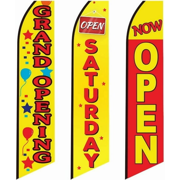 3 Swooper Flags Welcome Now Open Saturday Grand Opening