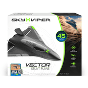Sky Viper Vector Performance RC Stunt Plane, Speeds up to 45 mph, 1-Touch Stunts, Auto Stabilization, Removable Rechargeable Battery, Teens and Adults