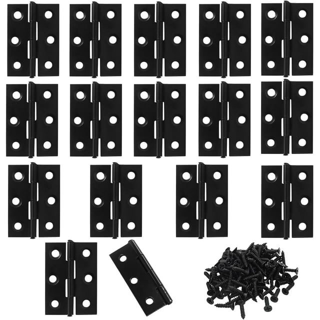 Murtenze 16 Pack 2 Inch Door Hinges, Black Butt Hinges with Mounting Screws