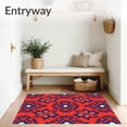 thumbnail image 3 of ODIKA 4'x6' Machine Washable Non-Slip Area Rug, Boho Damask Blossom High Traffic Rug, Red, 542523, 3 of 7