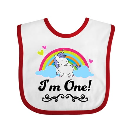 

Inktastic 1st Birthday Unicorn Rainbow 1 Year Old Party Gift Baby Girl Bib
