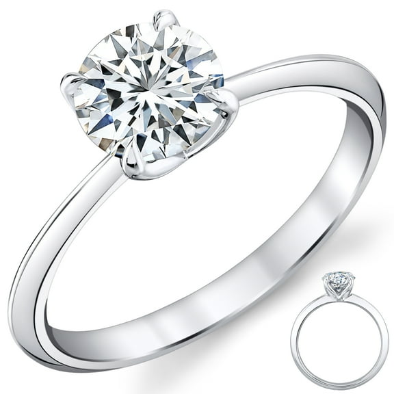 Metal Masters 1Ct. Lab Grown Diamond Solitaire Tulip 14K White Gold Womens Engagement Wedding Ring Igi Certified