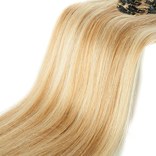 LELINTA 10 Inch Real remy human Hair Top Grade 7A For Woman charming 8 Piece 18Clips Clip in Hair Extensions Full Head 70g Jet Black Blonde Brown(LELINTA)Party - image 4 of 6