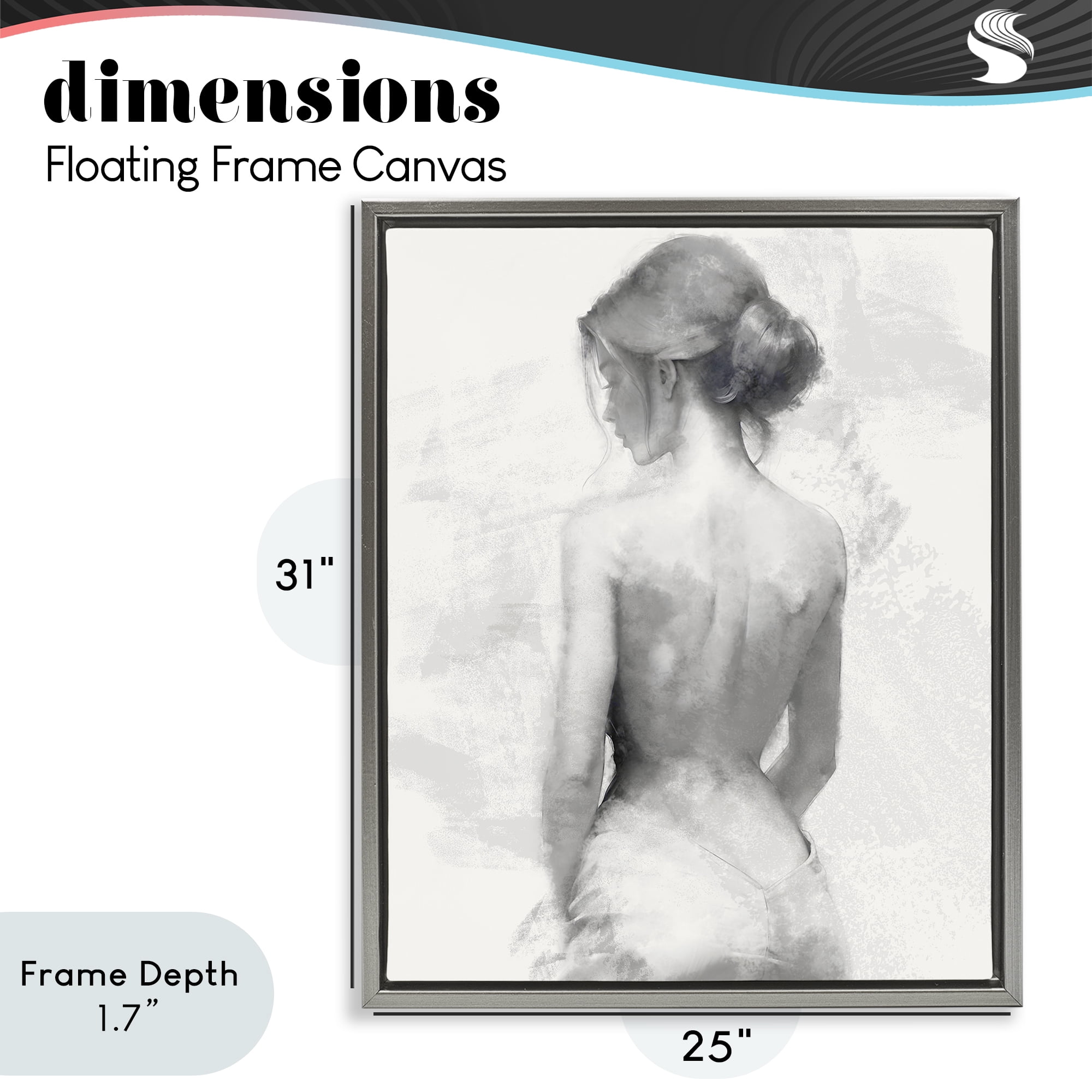 Stupell Industries Mine Elegant Figure Gray Framed Floater Canvas Wall Art, design by Kim Allen