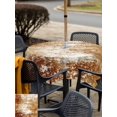 thumbnail image 5 of Outdoor Tablecloth with Umbrella Hole for Patio/Picnic/Party/Camping, Shabby Burnt Orange Waterproof Table Cloth Square Cover Washable, Oil Painting Vintage Art Brown White (54"x 54"), 5 of 9