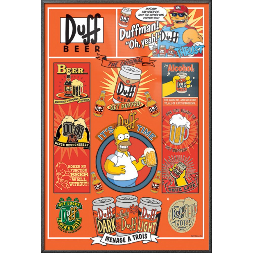 The Simpsons - Framed TV Show Poster / Print (DUFF BEER Infographic