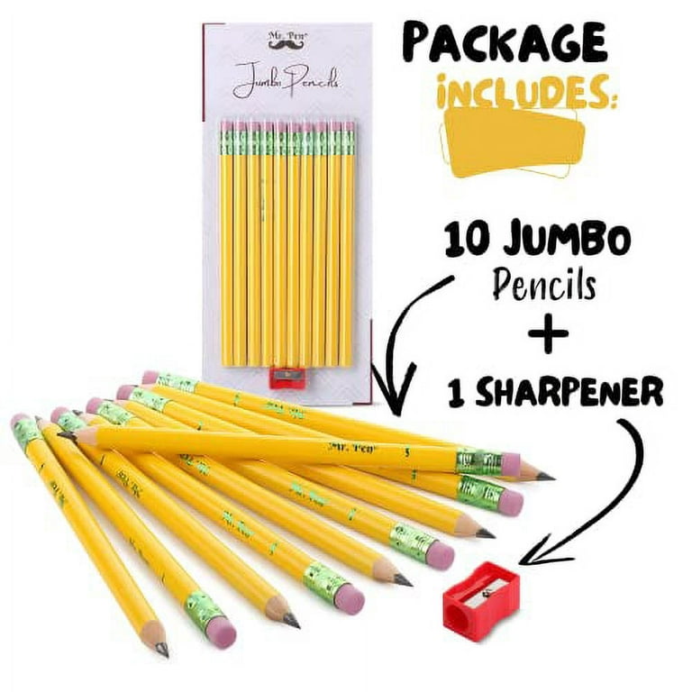 Mr. Pen- Jumbo Pencils, 10 Pencils and 1 Sharpener, Big Pencil, Fat  Pencils, Jumbo Pencils for Preschoolers, Fat Pencils for Kindergarten,  Thick Pencils, Big Pencils for Preschoolers, Large Pencil. 