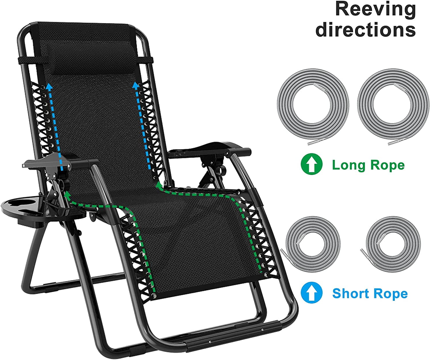Universal Repair Cord Kit Recliners Repair Cord Replacement Laces for Relaxation Lounge Weightless Sun Lounge Relaxation Lounge Yiezio Replacement Elastic Cords for Zero Gravity Chair 4 Cords 
