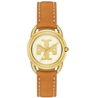 Tory Burch Women Gigi Goldtone Stainless Steel Leather Strap Watch