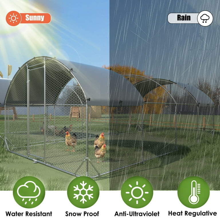 Aukfa Chicken Coop, 25 ft Large Chicken Run Cage Outdoor Aukfa Chicken Coop, 25 ft Large Chicken Run Cage Outdoor