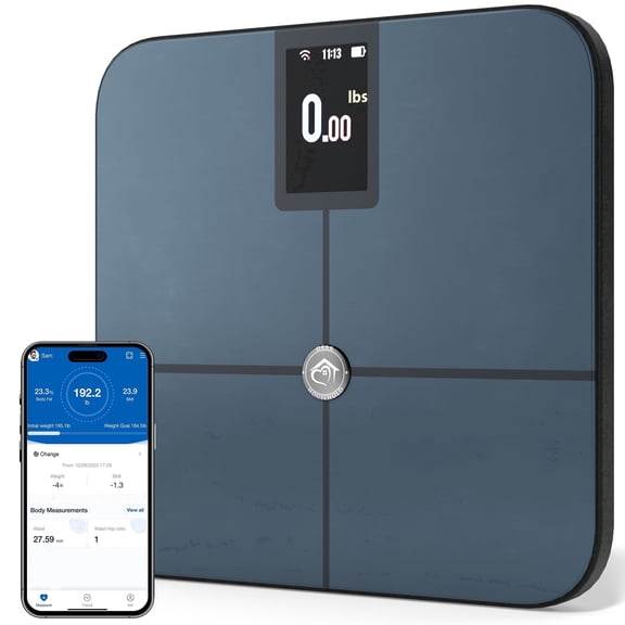 Dear Household 4-Sensors Smart Body Composition Scale - Wi-Fi & Bluetooth Digital Bathroom Scale with Rechargeable Battery - Black