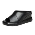 thumbnail image 1 of Sandales à Talon Compensé Plateforme d'Été pour Femmes Sandales en Cuir Confortables Bout Ouvert Compensées, 1 of 6