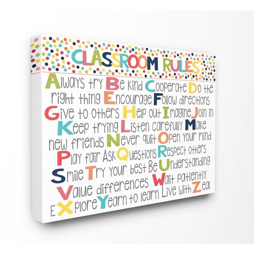 Stupell Classroom Rules Colorful Alphabet Canvas Wall Art by Alli Rogosich