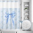 thumbnail image 2 of No Hook Shower Curtain, Cute Bow Shower Curtains for Bathroom with See Through Top Window, Blue Bowknot Minimalist Solid Color Waterproof & Washable Bath Curtain Stall 48"x72", 2 of 9