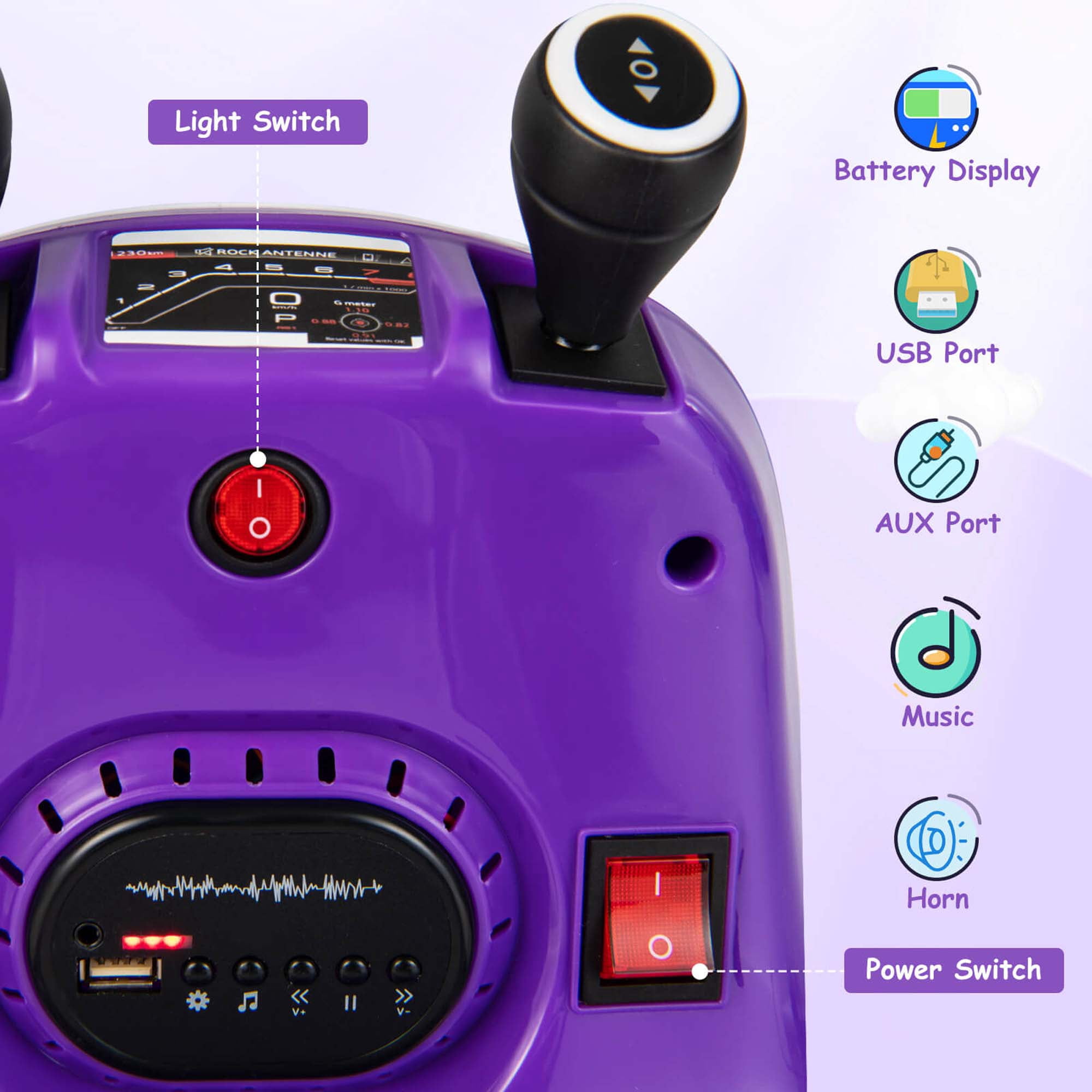 Costway 12V Bumper Car for Kids Toddlers Electric Ride On Car Vehicle with 360° Spin Purple