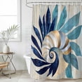 thumbnail image 6 of Navy Blue Teal Coastal Shower Curtain Set - Standard 72" x 72" Washable Bathtub Curtain with 12 Hooks, Abstract Art Nautical Ocean Conch Waterproof Fabric Stall Shower Curtains for Bathroom Décor, 6 of 6