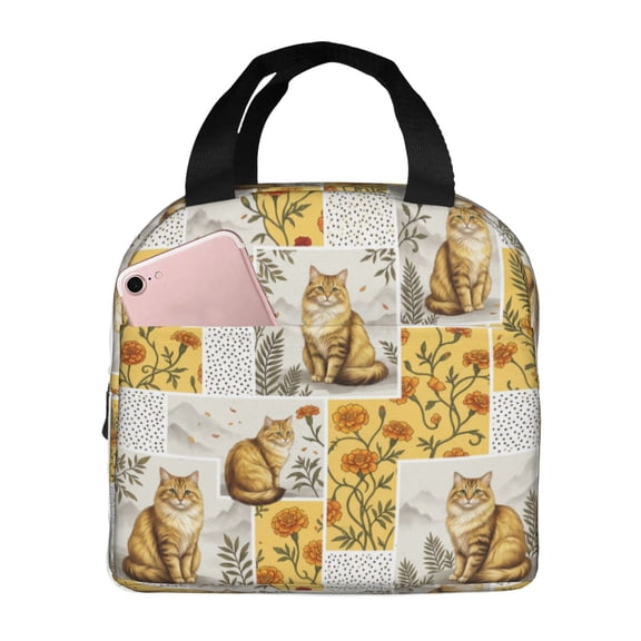 Cute Cat Lunch Bag For Women Men, Insulated Reusable Lunch Tote Bag, Large Capacity Lunch Box For Work, Leakproof Cooler Lunch Bag For Office Picnic Travel