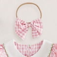 thumbnail image 6 of CAICJ98 Summer Baby Girl Romper Bodysuit Golf Plaid Embroidery Short Sleeve Jumpsuit Summer Clothes with Headband (Pink,3-6 Months), 6 of 7