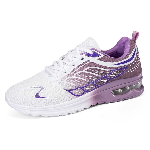 Lusa 2026 Spring Sport Running Shoes for Women Fashion Gradient Color Elastic Air Platform Sneakers Lightweight Breathable Mesh Lace up Sneakers for Walking Tennis Wear Purple 42