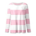 thumbnail image 5 of Blouses for Women Novelty Trendy Striped Color Block Long Sleeved Crew Neck Tunics Stretch Comfy Relaxed Fit 2025 Basic Tees, 5 of 5