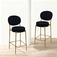 thumbnail image 4 of Modern Bar Stools 2 Pack Velvet Upholstery with Gold Metal Legs Round Counter Stool and Oval Backrest for Kitchen Island in Black, 4 of 11
