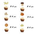 thumbnail image 3 of Coofit Cake Topper Glitter Cute 24PCS Cupcake Topper Cake Top Decor for Thanksgiving, 3 of 10