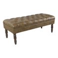 thumbnail image 1 of HomePop Classic Tufted Traditional Vegan Faux Leather Bench in Light Brown, 1 of 10