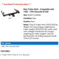 thumbnail image 2 of Rear Trailer Hitch - Compatible with 1988 - 1999 Chevy K1500 1989 1990 1991 1992 1993 1994 1995 1996 1997 1998, 2 of 4