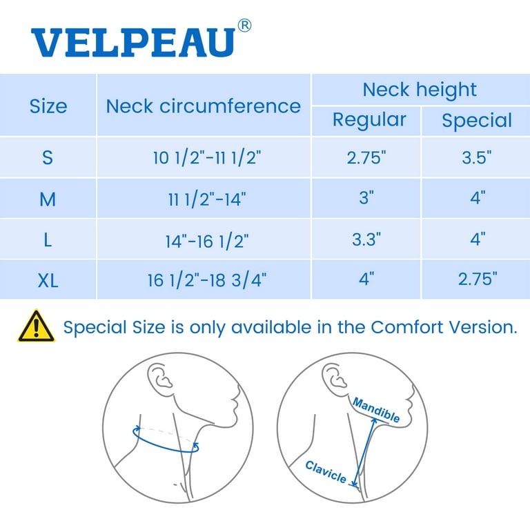VELPEAU Neck Support Brace - Soft Foam Cervical Collar (Comfort, M