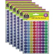 Teacher Created Resources Mini Happy Face Sparkle Stickers Valu-Pak, Multi Color, 440 Per Pack, 6 Packs