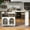 Navy Blue, variant on Harper & Bright Designs Rolling Kitchen Island With Extended Table, Kitchen Island on Wheels with LED Lights, Power Outlets and 2 Fluted Glass Doors, Kitchen Island with Storage Shelves, Grey-Blue