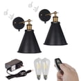 thumbnail image 1 of FSLiving Rechargeable Battery Operated Wall Sconce Dimmable Wireless Convenient Lamp Adjustable Angle Black Wall Light Nightstand Lamp Corner Accent Lighting for Living/Study Room Entrance - Set of 2, 1 of 6